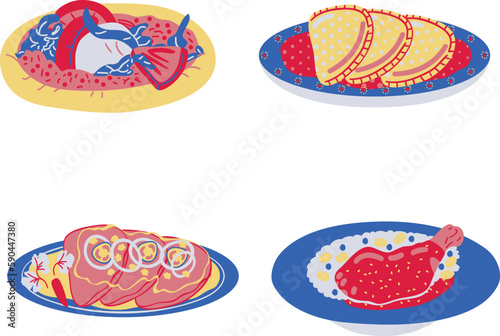 Mexican food icon set. Vector illustration of mexican food.