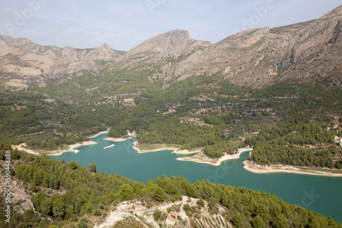 Obraz na płótnie Aixorta Mountain Range and Reservoir; Guadalest; Alicante; Spain w salonie