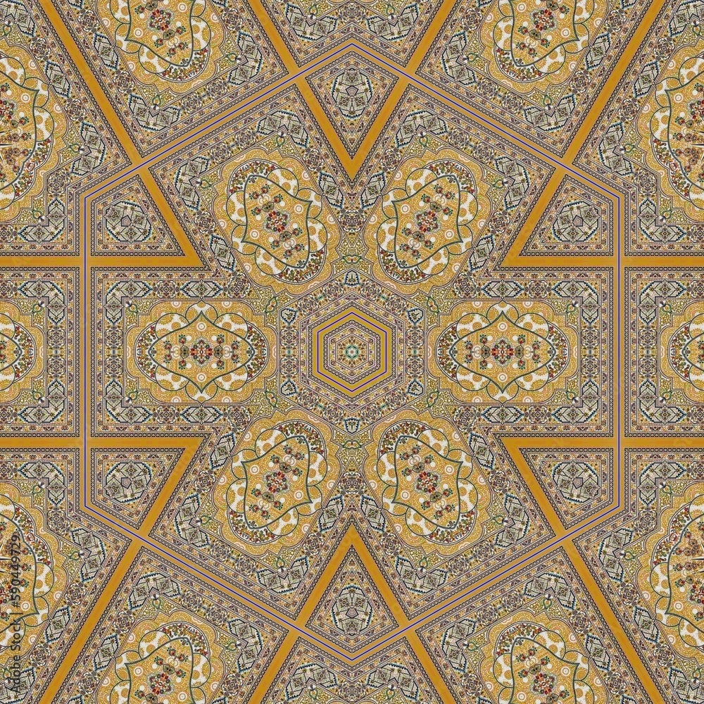 Pattern for background design. Arabesque ethnic texture. Geometric stripe ornament cover photo. Repeated pattern design for Moroccan textile print. Turkish fashion for floor tiles and carpet