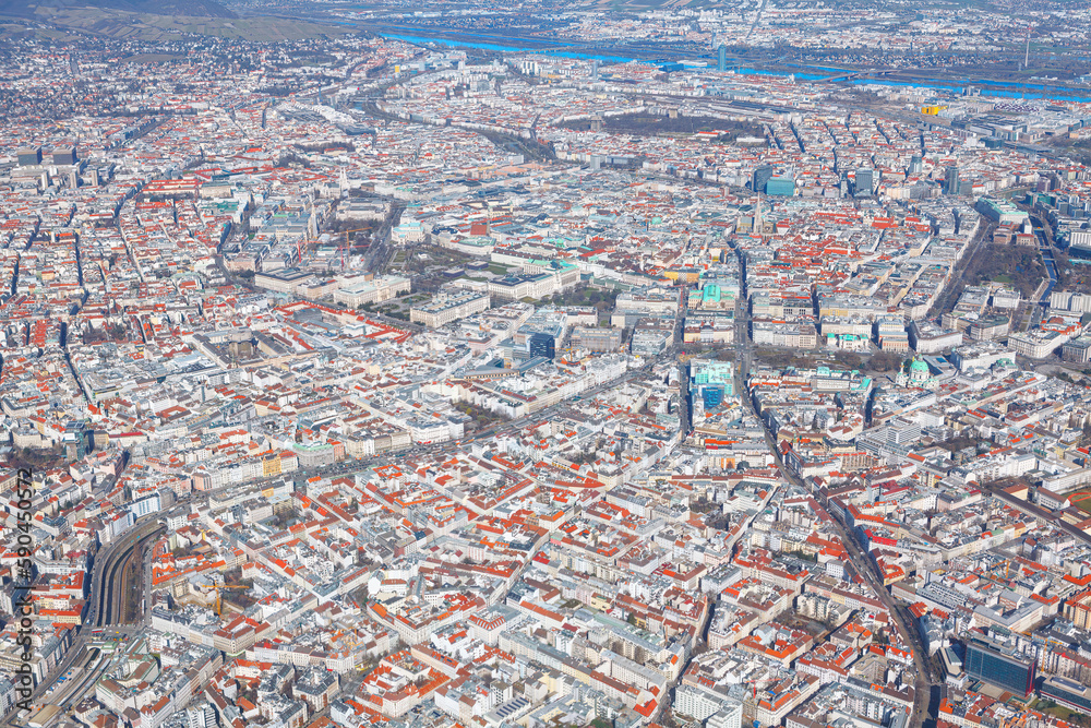 Aerial view of central Vienna . European Capital City view from above