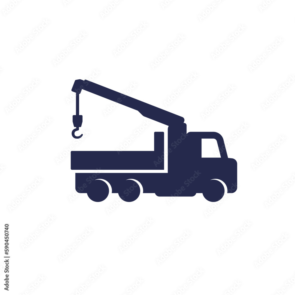 crane truck icon on white crane truck icon on white