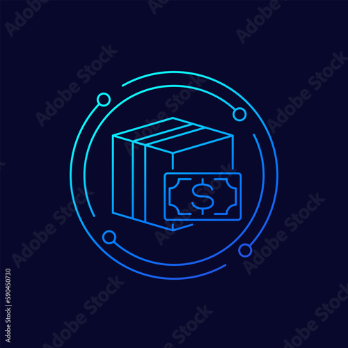 Cash on delivery icon, linear design