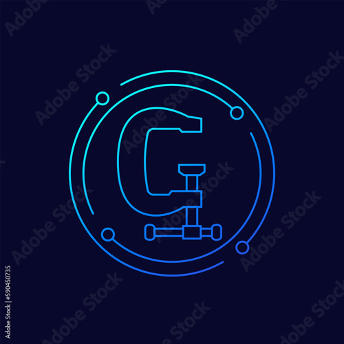clamp or G-cramp icon, linear design
