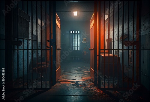 Tableau sur toile Prison cell, conceptual illustration. Generative AI