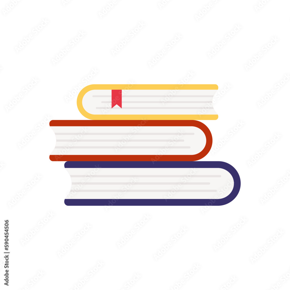 Graduation day. Three books. Flat style vector illustration.