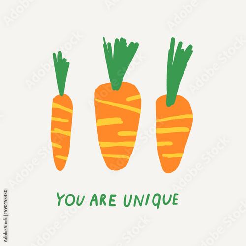 Hand drawn Easter doodle carrots on a beige background, great for banners, wallpapers, wrapping.