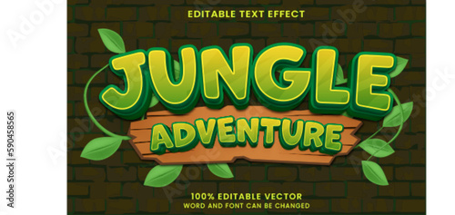 jungle adventure Comic Cartoon Quest Game tittle 3D Editable text Effect Style