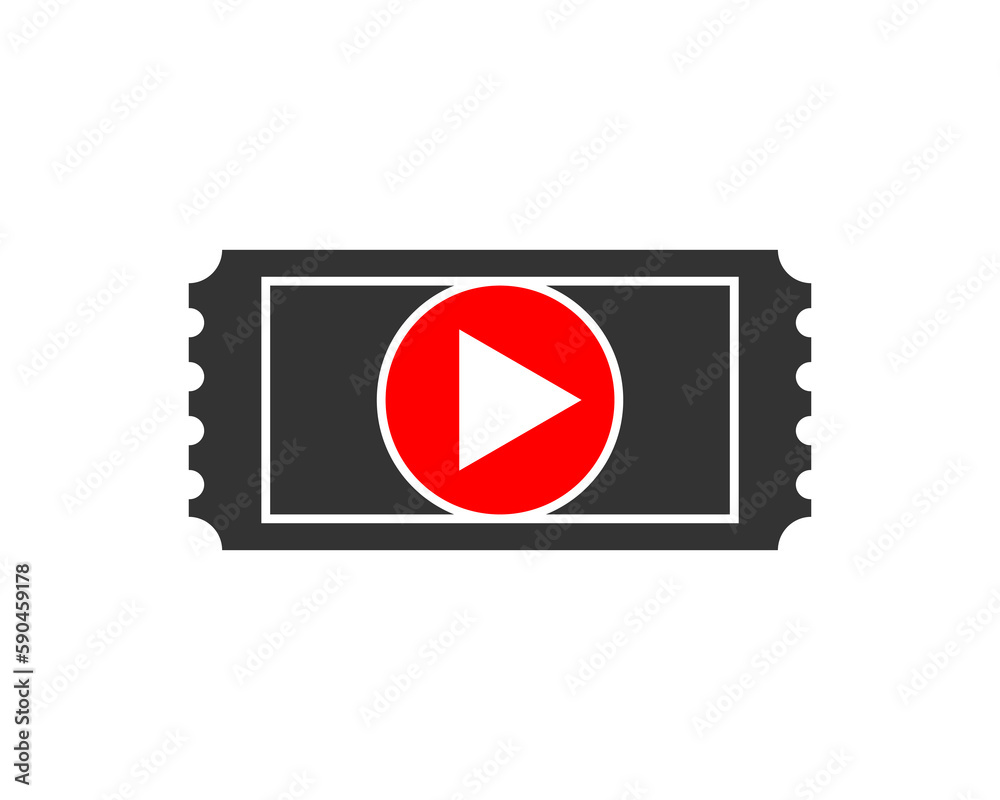 Play button inside the ticket logo Play button inside the ticket logo