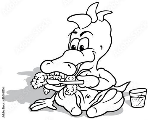 Drawing of a Sitting Crocod...