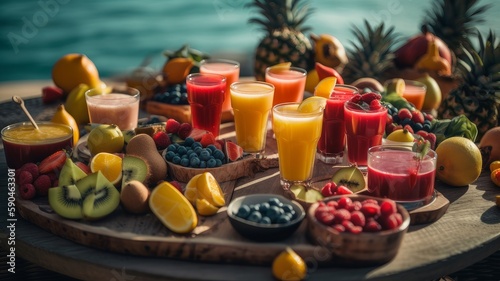 summer tropical drinks and juices  generative ai