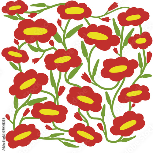 seamless pattern with red flowers