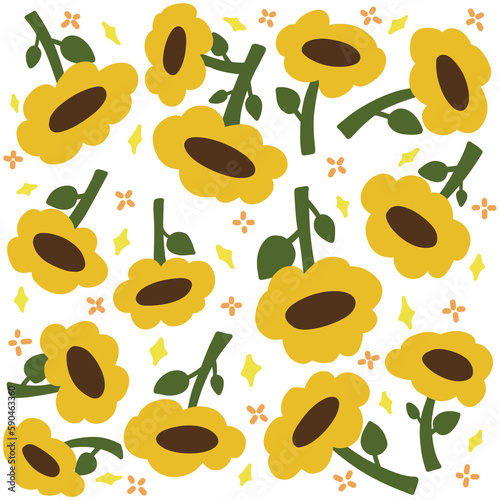 seamless pattern with sunflower