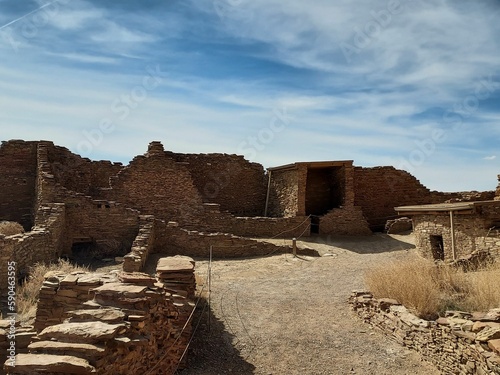 Ruins of the ancient Chaco Canyon in Chaco Culture National Historical Park  New Mexico