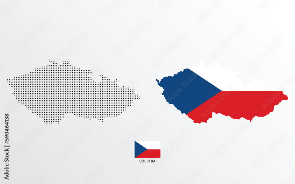 Fototapeta premium Vector illustration of Czechia map with flag