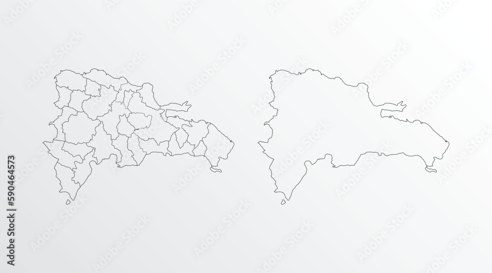 Black outline vector map of Democratic Republic of the Congo with regions