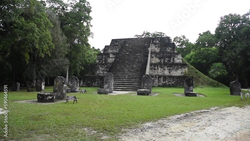 Tikal Pyramids in Guatemala Tikal National Park. Mayan Ruins, Temple, Maya Flores Peten.