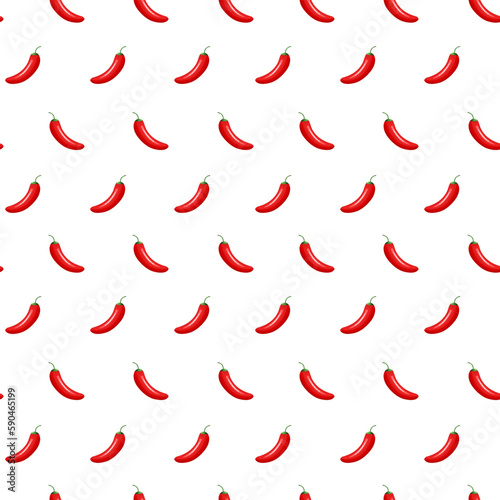 Seamless pattern of red chili peppers on a white background.