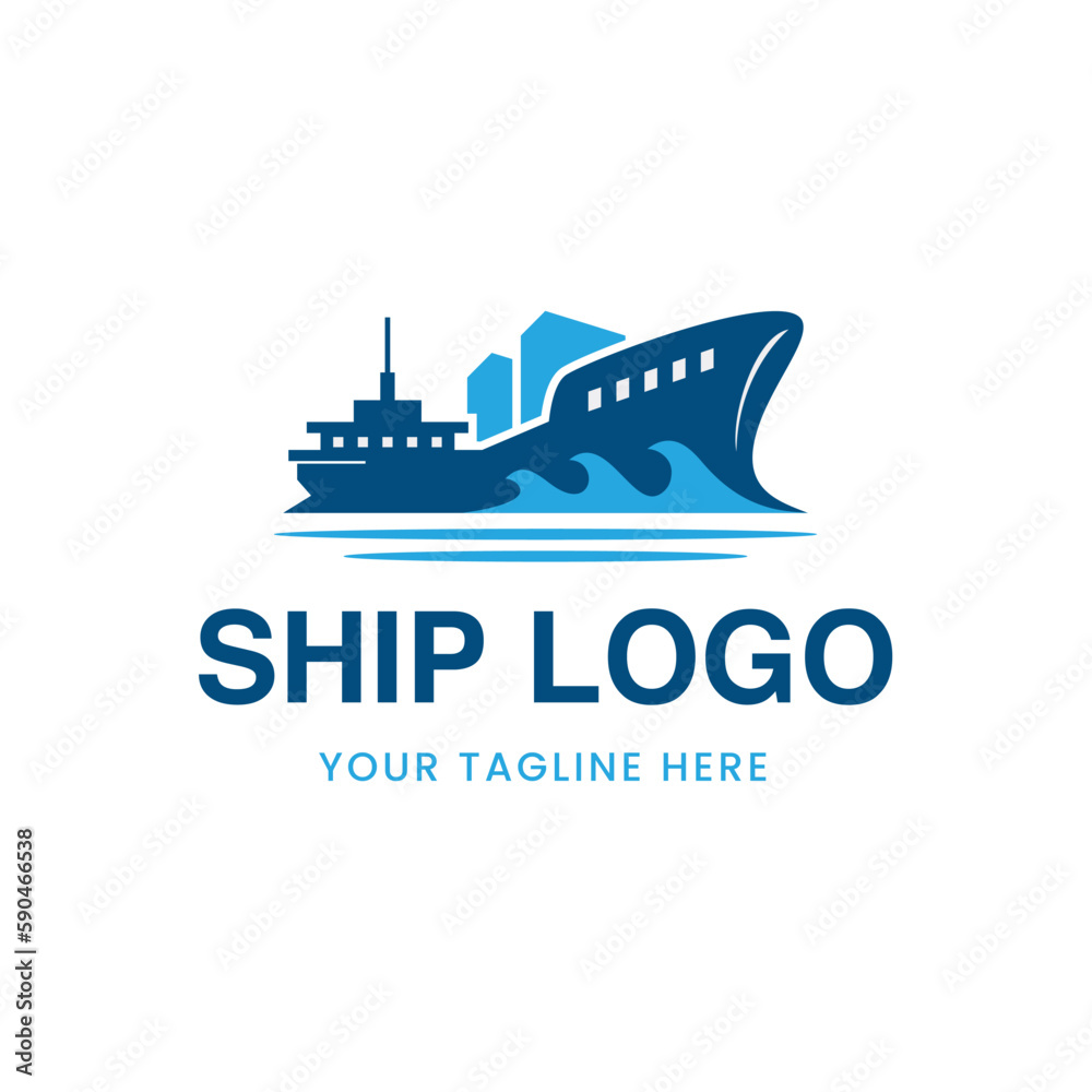 Illustration logistics and ship express delivery logo design