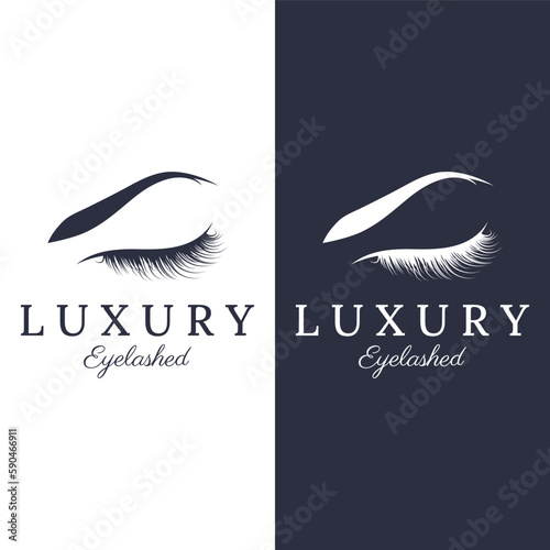 Beautiful and luxurious and modern woman's eyelashes and eyebrows logo design. Logo for business, beauty salon, makeup, eyelash shop.