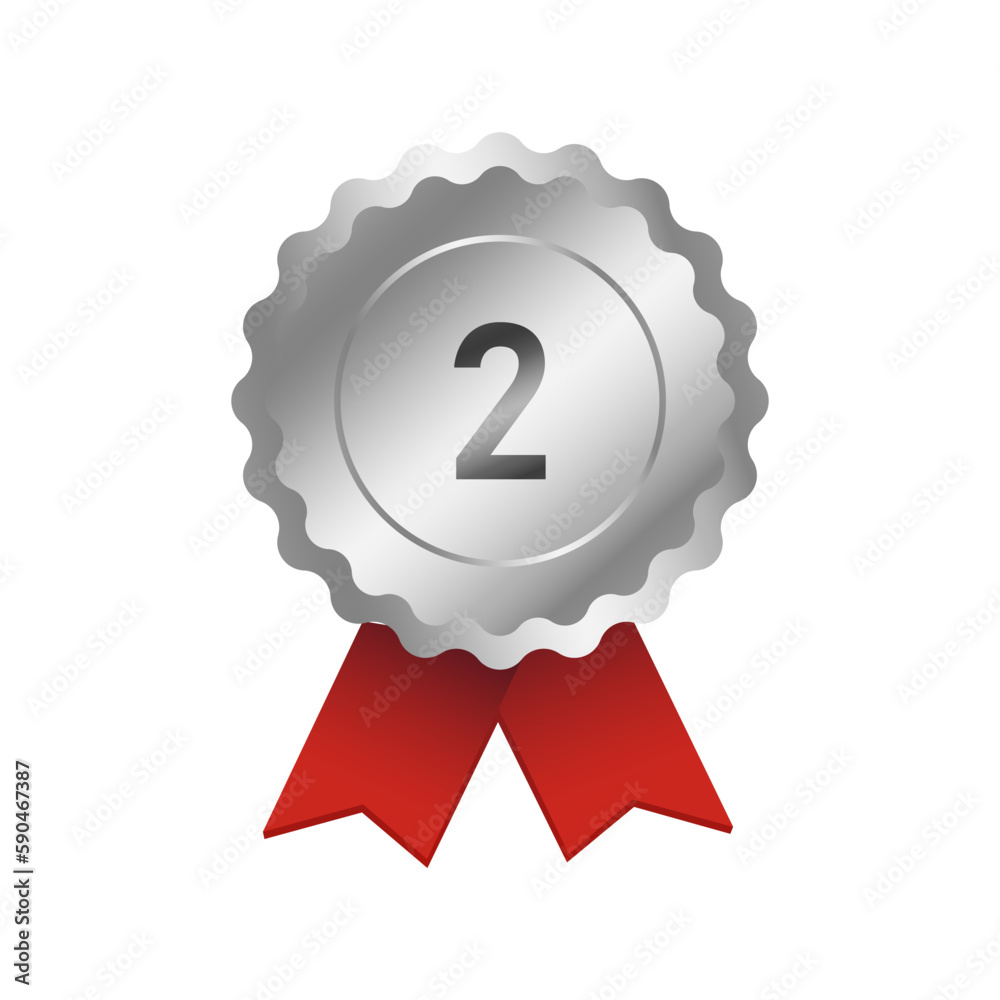 Shiny Silver Medal Second Place Isolated Vector Illustration Shiny Silver Medal Second Place Isolated Vector Illustration