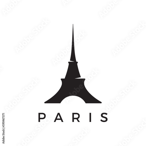 French eiffel tower building and high tower Logo template design.With editable vector illustration.