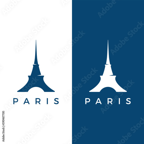 French eiffel tower building and high tower Logo template design.With editable vector illustration.