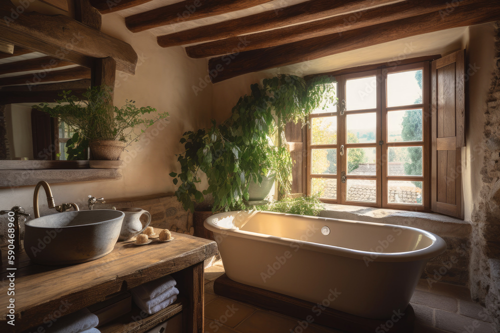 Bathroom, Rustic Charm - Generative AI Bathroom, Rustic Charm - Generative AI