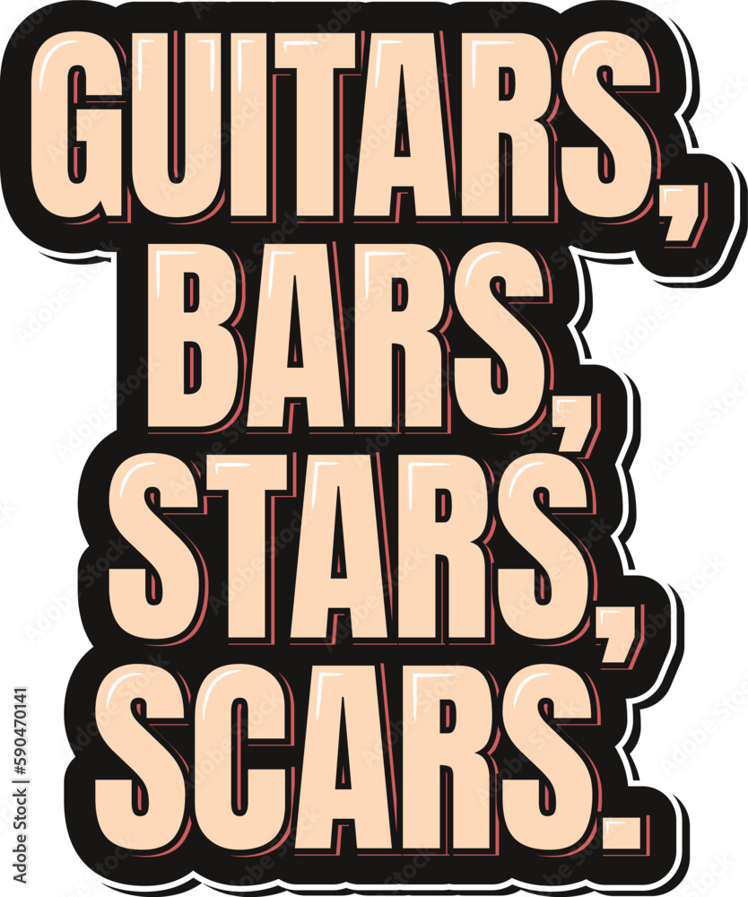 Fototapeta premium Country Music Nightlife Lettering Vector Design