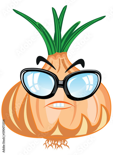 Onion cartoon on white background is insulated
