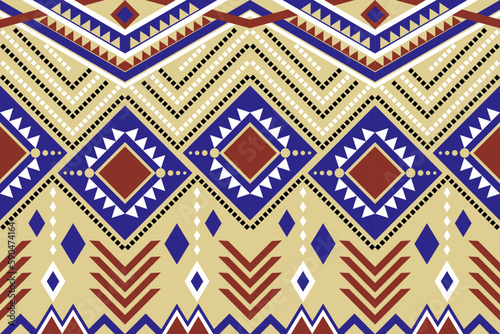 Motif ethnic handmade beautiful Ikat art. Ethnic abstract floral seamless pattern on background art. folk embroidery, Peruvian, Indian, Asia, Moroccan, Turkey, and Uzbek style. Aztec geometric art orn