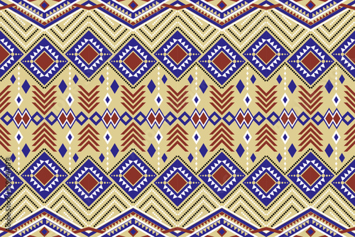 Motif ethnic handmade beautiful Ikat art. Ethnic abstract floral seamless pattern on background art. folk embroidery, Peruvian, Indian, Asia, Moroccan, Turkey, and Uzbek style. Aztec geometric art orn