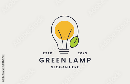 Green lamp logo vector icon illustration hipster vintage retro .