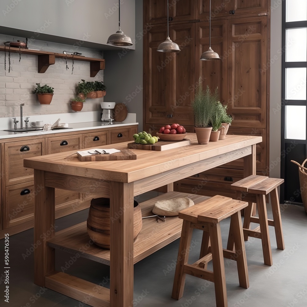 Modern and Minimalist Kitchen, Generative AI Modern and Minimalist Kitchen, Generative AI