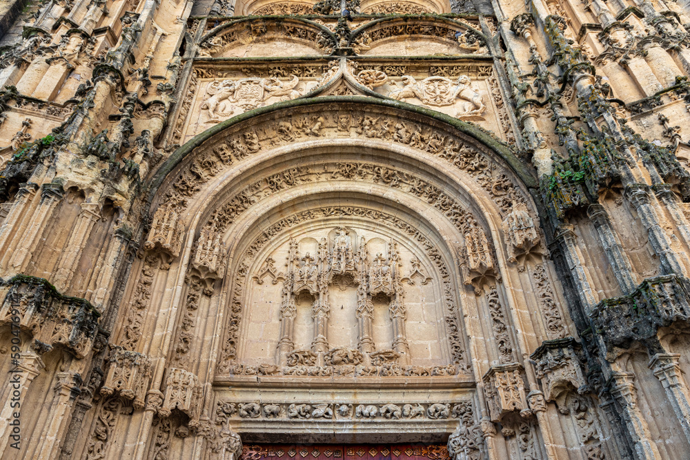 Arcos de la Frontera, Spain. Plateresque and Late Gothic facade of the Iglesia de Nuestra Senora de la Asuncion (Our Lady of the Assumption Church)