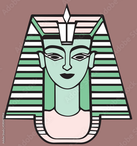 Nice picture of a powerful pharaoh of the mighty Ancient Egypt on pink background