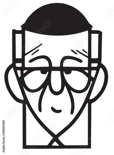 Nice picture of an old professor wearing eyeglasses and thinking about something