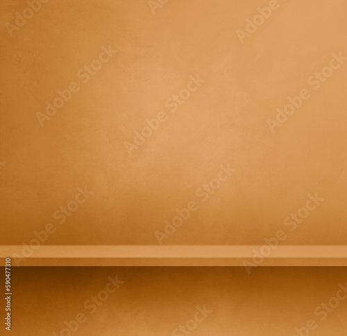Wallpaper Mural Empty shelf on a yellow ocher concrete wall. Background template. Square mockup Torontodigital.ca