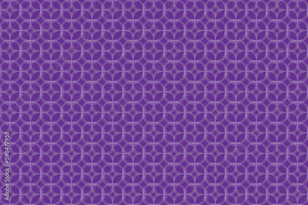 Purple background with a pattern of circles and stars.
