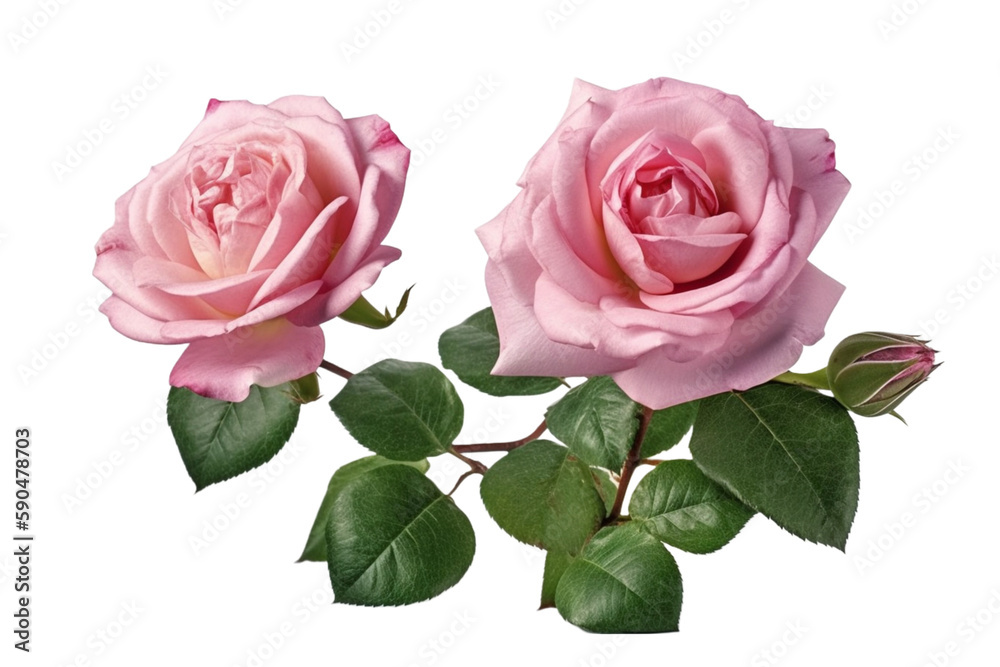 Fototapeta premium pink roses isolated on transparent background 
