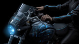Designer develops new futuristic motorbike using computer hologram created with generative AI technology