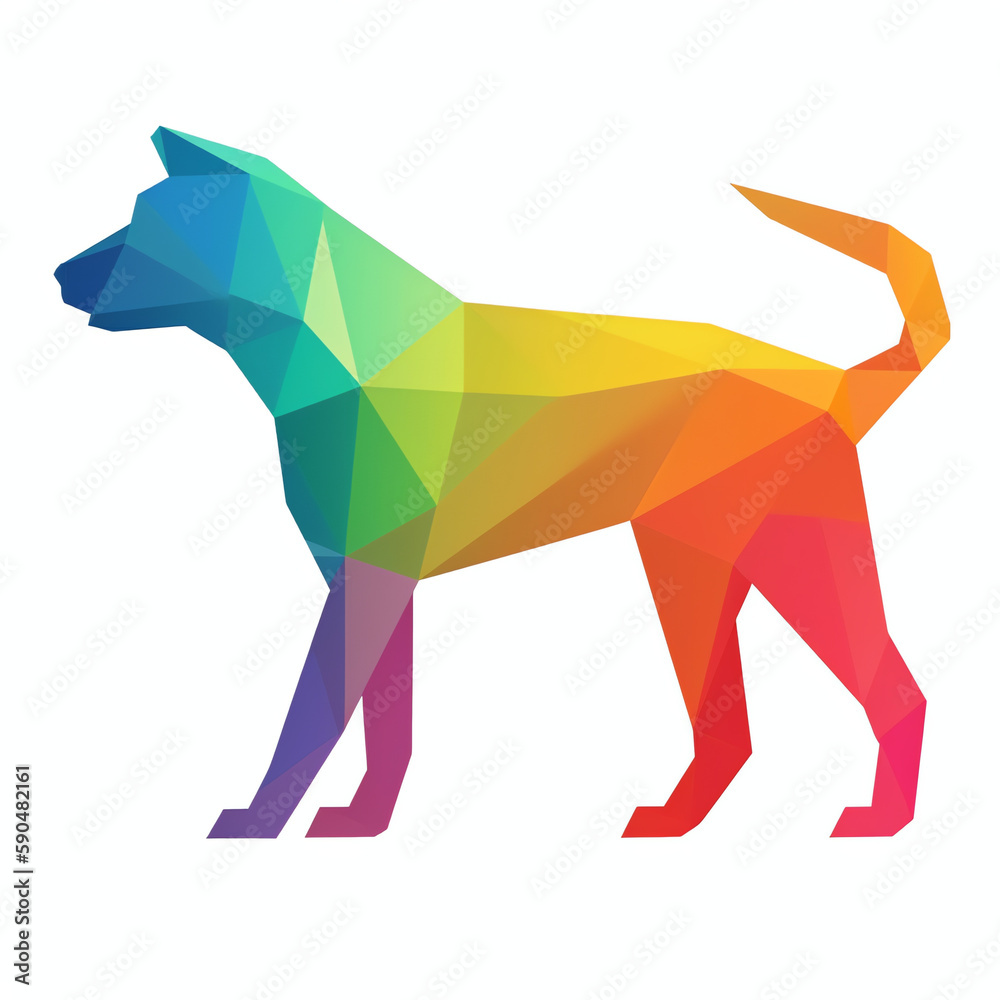Fototapeta premium Rainbow gradient polygonal dog