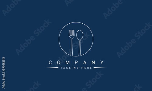 circle shape spoon and fork logo design element