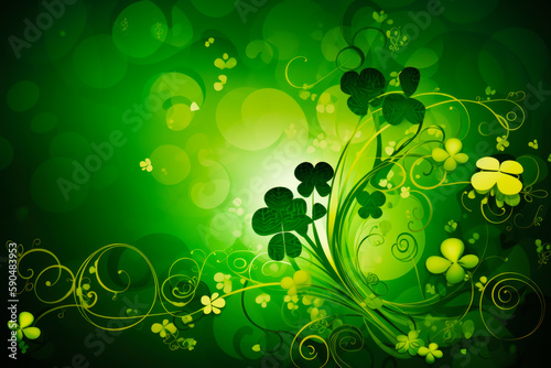 Green clover leaves background. Saint Patricks day background. Green shamrock texture. St Patrick's day texture with place for text. Generative AI