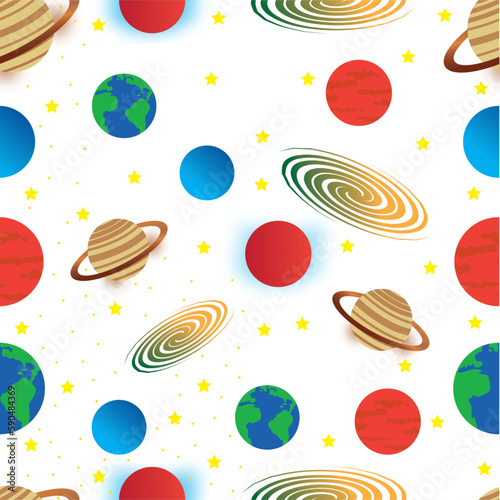 pattern with planets, galaxy and stars