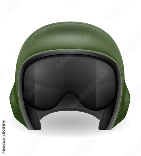 modern pilot helmet for a fighter or combat helicopter vector illustration