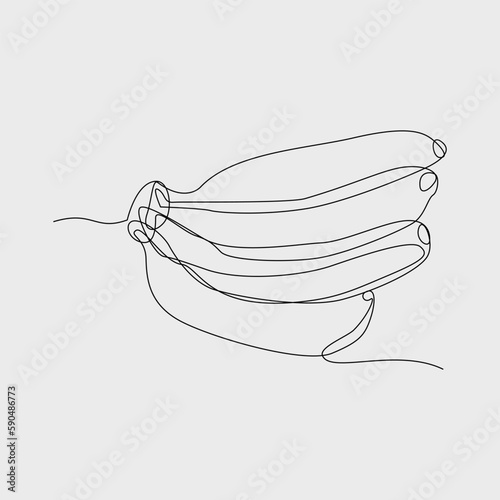 isolated banana continuous single line vector illustration. One line hand drawn banana illustration