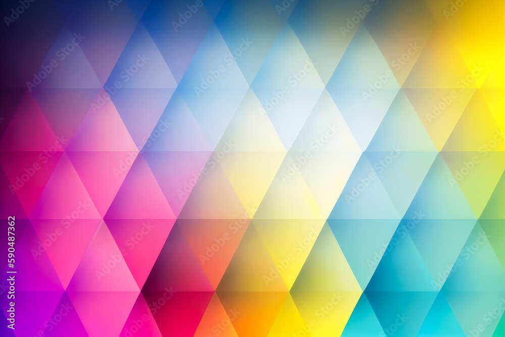 Obraz premium Abstract colorful geometrical triangular texture for design. Multicolor gradient on a rhombus or diamond shape pattern. Generative AI illustration background.