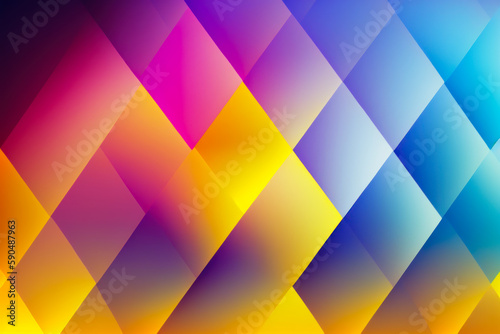 Abstract colorful geometrical triangular texture for design. Multicolor gradient on a rhombus or diamond shape pattern. Generative AI illustration background.