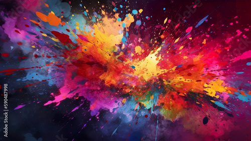 Colorful abstract art pain splatter  an explosive eruption of vibrant colors