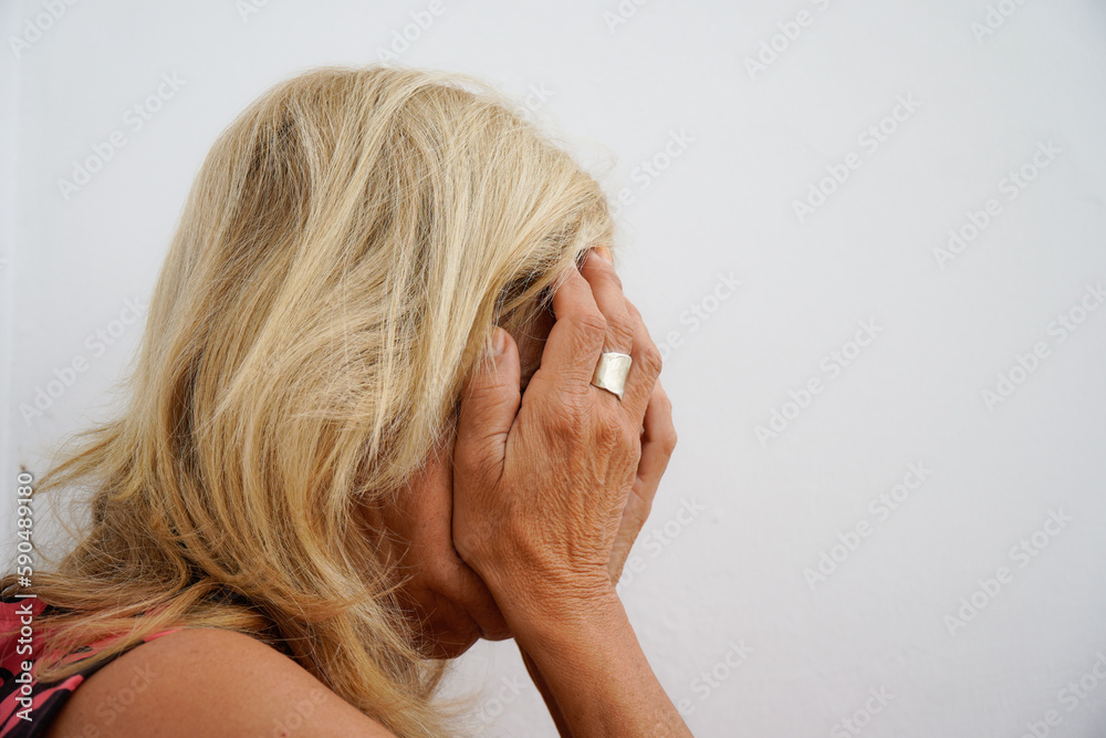 Unrecognizable sad and unhappy lady portrait suffer anxiety and depression and mental problems. Mental health. Unrecognizable sad and unhappy lady portrait suffer anxiety and depression and mental problems. Mental health.
